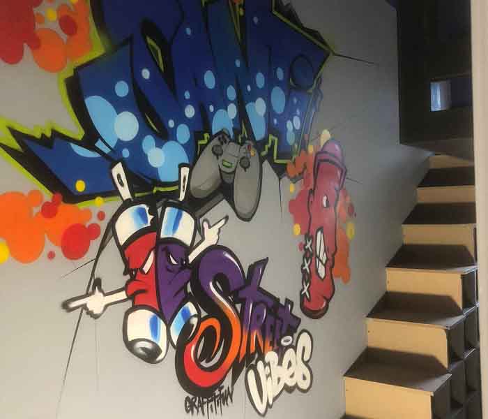 Graffiti kinderkamer Amsterdam met naam