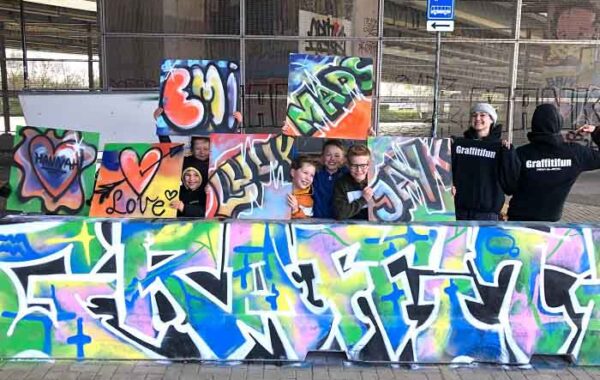 Kinderfeestje Utrecht bij de graffitifun brug