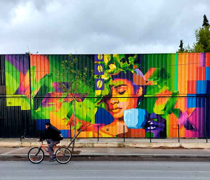 Graffiti muur container streetart